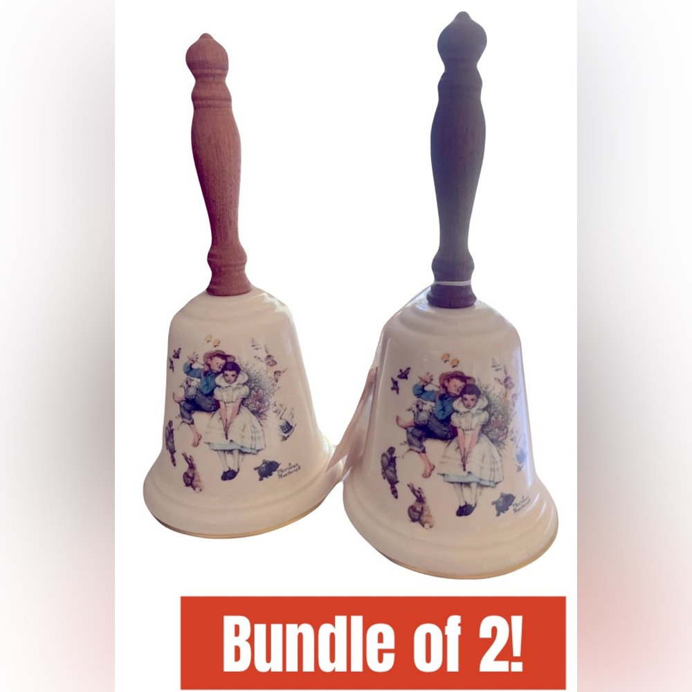 Antique Norman Rockwell Gorham China bell. Set of 2. Original tag.‎ 1975